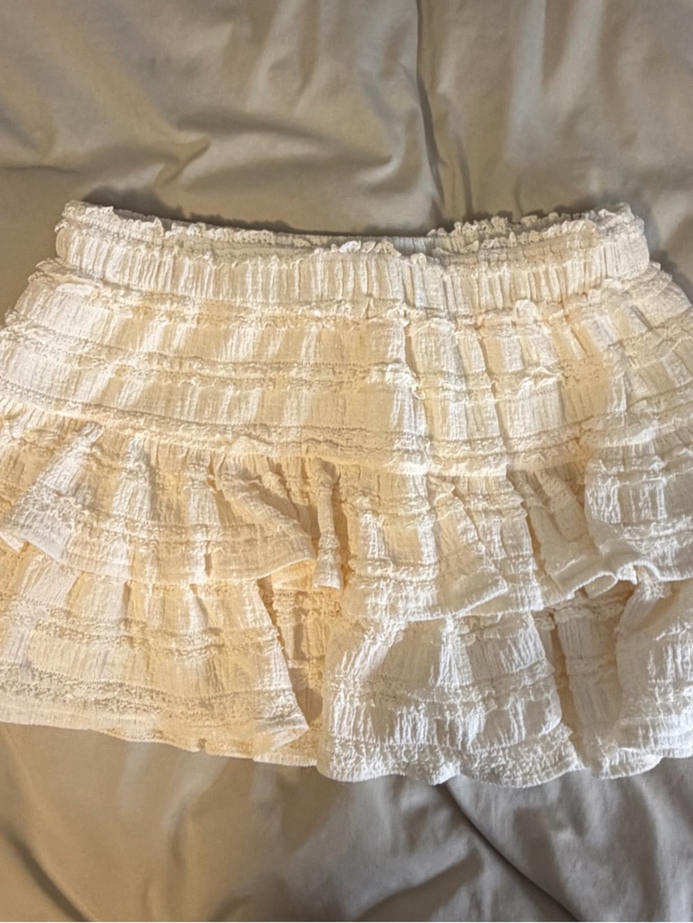Fashion Nova White Tiered Ruffle Mini Skirt
